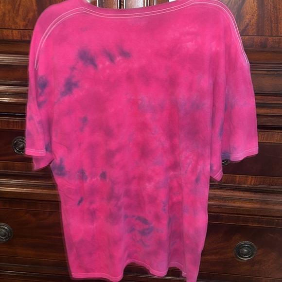 vintage womens Pink Floyd- Dark Side of the moon- hot pink tye dye xl womens t - Picture 7 of 8
